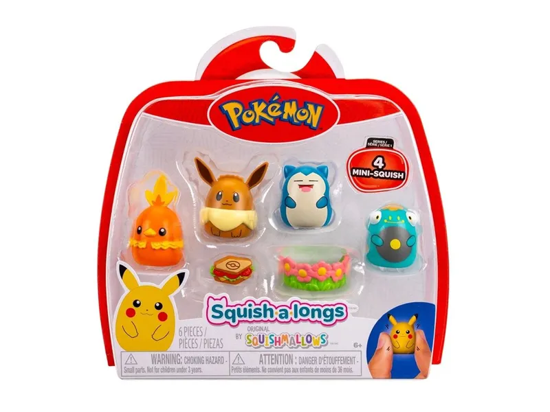Pokémon Squishalongs - 4-pak Eevee & Snorlax Bamse - GEEKD.dk