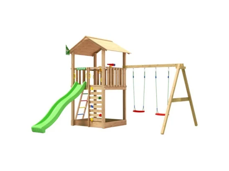 Jungle Gym - Legetårn Jungle Gym Sierra 2.1 m/2-Swing Module 220 og grøn rutschebane
