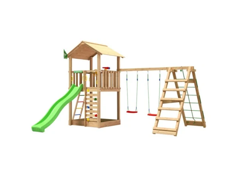 Jungle Gym - Legetårn Jungle Gym Sierra 2.1 m/2-Climb Module 220 og grøn rutschebane