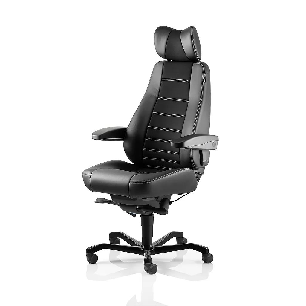 Kontorsstol KAB Seating Controller, White-Line Black fighter inkl. armstöd och nackstöd | Möbler - Stolar & Stolmattor - Kontorsstolar | GameStuff