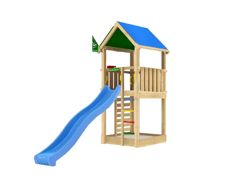 Legetårn Jungle Gym Lodge 2.1 inkl. blå rutschebane (804-436)