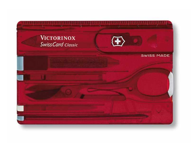 Victorinox SwissCard Classic, Rød, Transparent, Syntetisk ABS, 82 mm, 4,5 mm, 26 g