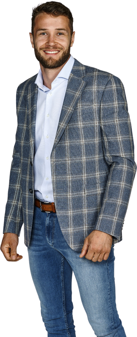 Lys Skotskternet Blazer Fitted Light Blue