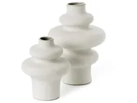 Olsen Home - Twisted ceramic vase - White - 14.5x21 cm and 11.5x15 cm - 2 pack