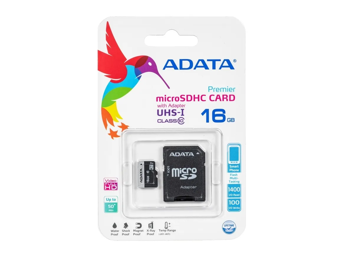 AUSDH16GUICL10-RA1, ADATA microSDHC, 16GB, Class 10, 0.25g, w