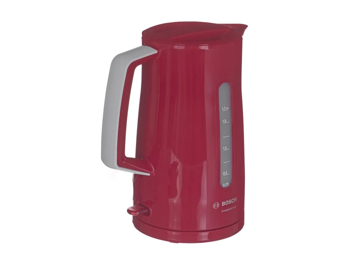 Bosch TWK3A014, 1,7 l, 2400 W, Rot, Kunststoff, Edelstahl,  Wasserstandsanzeige, Drahtlos