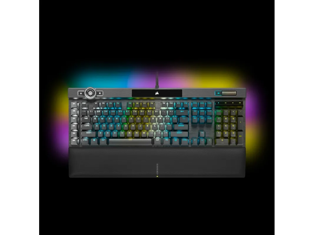 Corsair K100 RGB, Full-size (100%), USB, Optomechanischer  Schlüsselschalter, QWERTY, RGB-LED, Schwarz