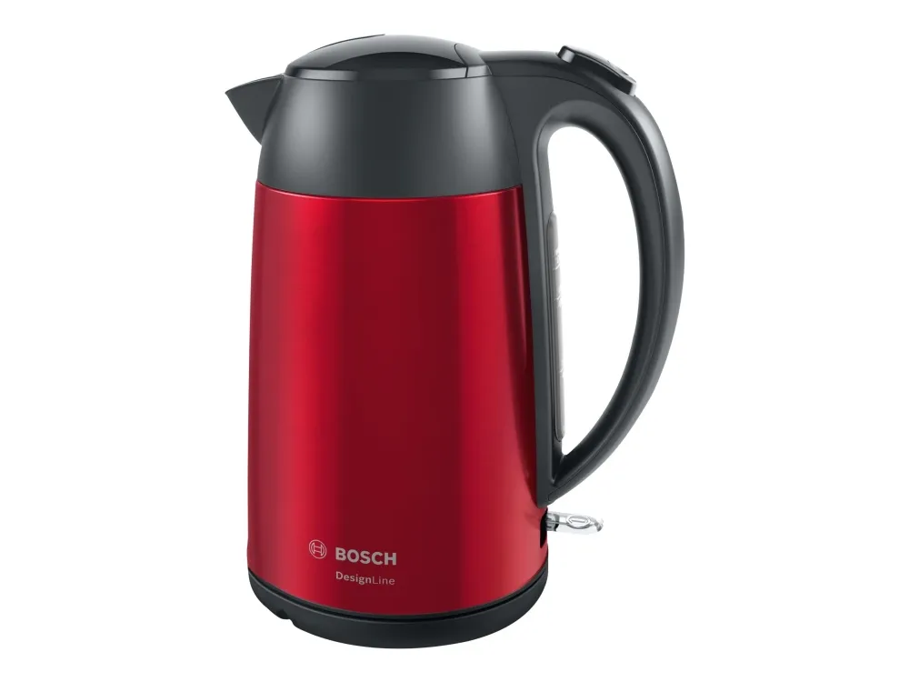 Harmaa/Punainen Bosch Twk3p424, 1,7 L, 2400 W, , Ruostumaton Teräs, Veden Tason Ilmaisin, Ylikuumenemissuoja