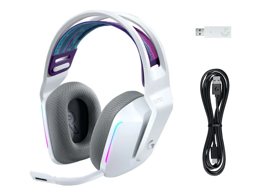 Logitech G G733 LIGHTSPEED Wireless RGB Gaming Headset - - fuld størrelse - 2,4 GHz - - hvid