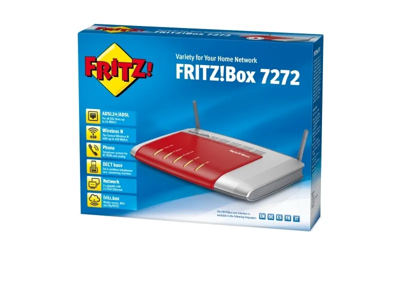 AVM FRITZ!Box 7272 - Trådløs router - DSL-modem - 4-port switch - GigE -  Wi-Fi - 2,4 GHz - VoIP telefon adapter (DECT)