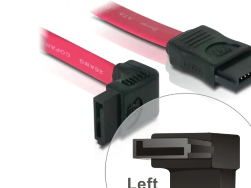 DeLOCK - SATA-kabel - Serial ATA 150/300 - SATA (hun) til SATA (hun) - 50  cm - opvinklet stikforbindelse, lige stikforbindelse - röd