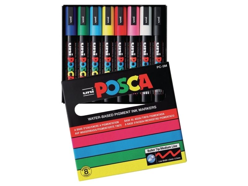 Paintmarker Posca Pc-5M Ass. Farben - (8 Stk.)