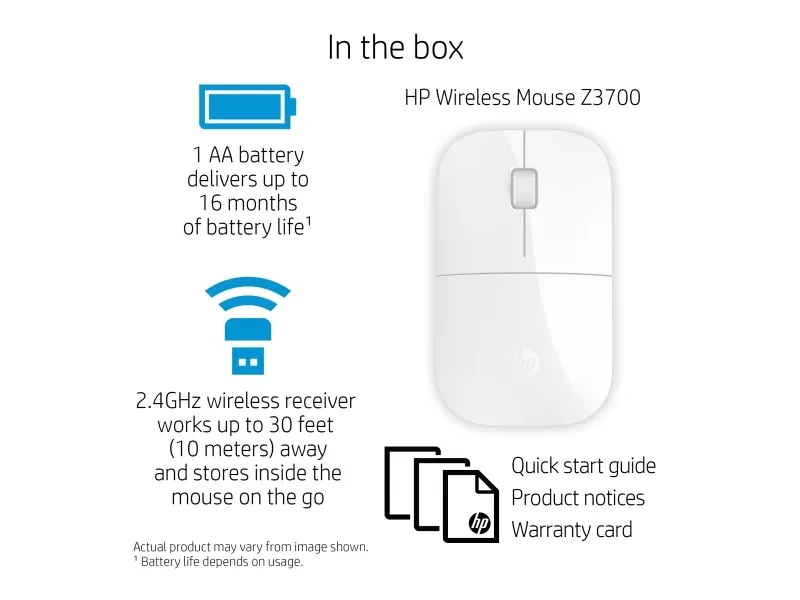 HP Z3700 weiß - 2,4 blue Led - kabelloser (V0L80AA#ABB) - Maus Empfänger - GHz (USB) drahtlos - 