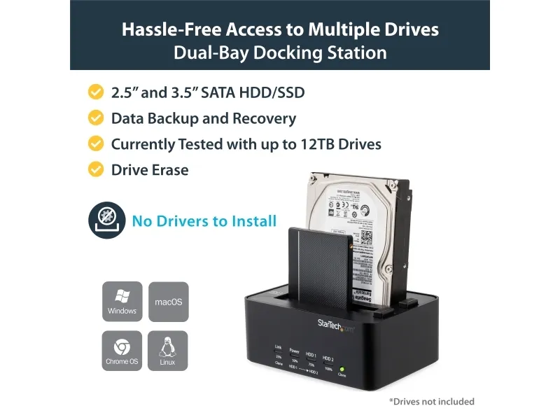 Dual Bay Hard Drive Duplicator and Eraser, Standalone