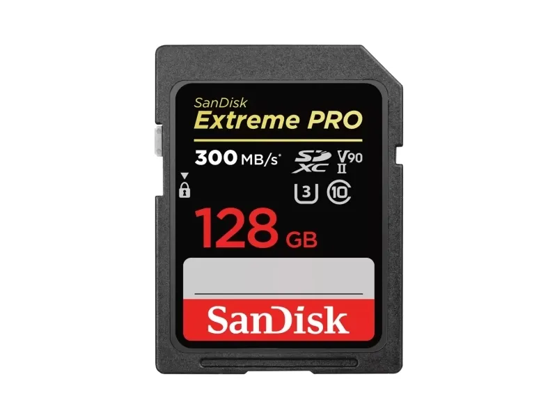 SanDisk Extreme PRO, 128 GB, SDXC, klasse 10, UHS-II, 300 MB/s