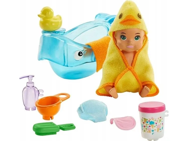 Barbie Skipper Babysitters Inc. Feeding and Bath-Time Playset with  Color-Change Baby Doll, Bathtub, Popsicle Sponge and Bath-Time Accessories