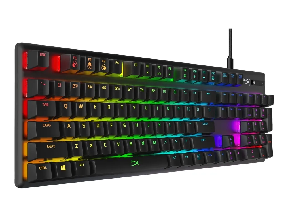 HyperX Alloy Origins – mechanische Gaming-Tastatur – HX Red (US-Layout),  Volle Größe (100%), USB, Mechanischer Switch, QWERTY, RGB-LED, Schwarz
