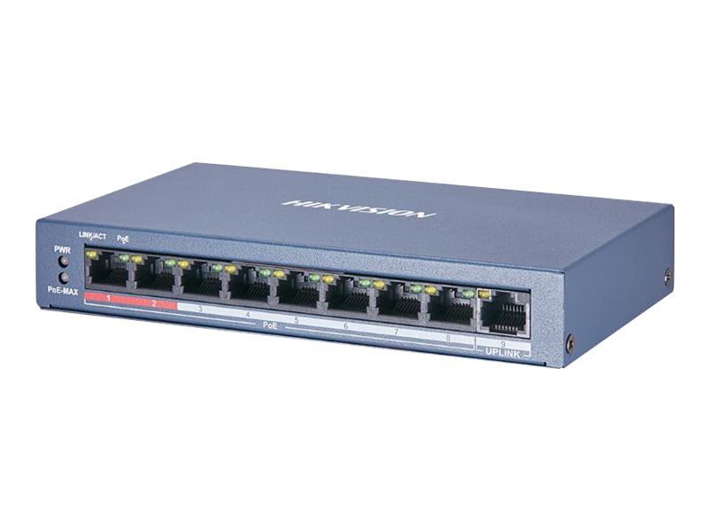 Hikvision Value Series Ds-3E0109p-E/M(B) - Switch - Ikke Administreret - 8 X 10/100 (Poe) + 1 X 10/100 - Desktop - Poe (60 W)