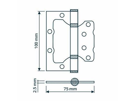 Haushalt Hinge Door 100X75x2.5Mm Aged Brass