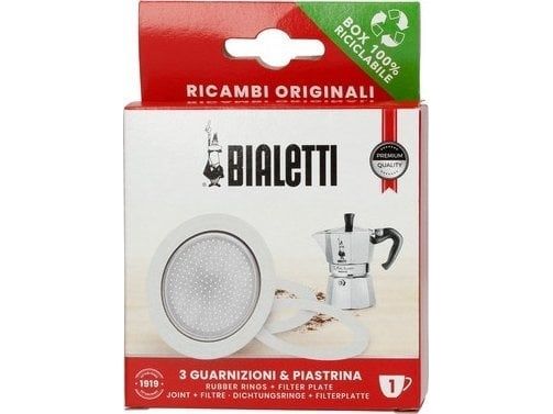Bialetti Ricambi 3 Ersatz- Dichtungen +1 Filter 1 Tasse