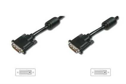 DIGITUS DVI-kabel - dobbeltlink - DVI-D (han) til DVI-D (han) - 5 m - formet, tommelskruer - sort