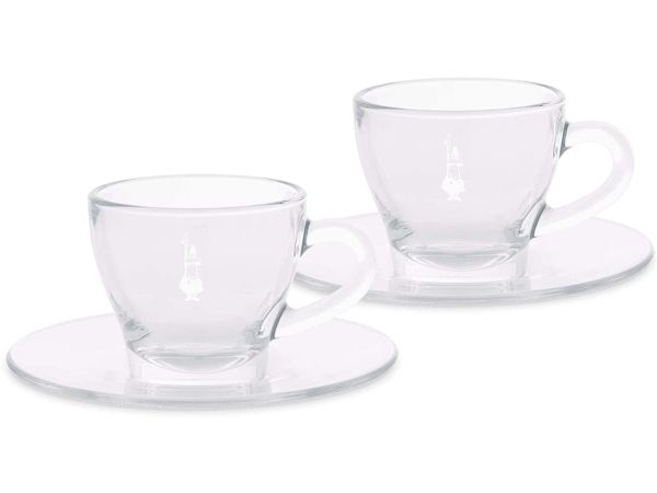 Bialetti Cappuccino Glas Tasse/Untertasse 2 Sets