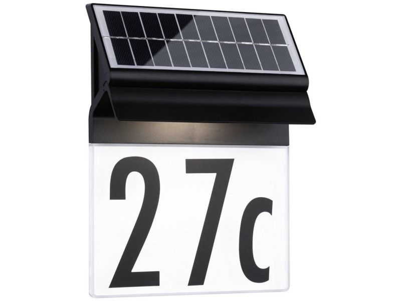 Paulmann 94694 Solar-Hausnummer Solar-Hausnummernbeleuchtung Warmweiß Schwarz