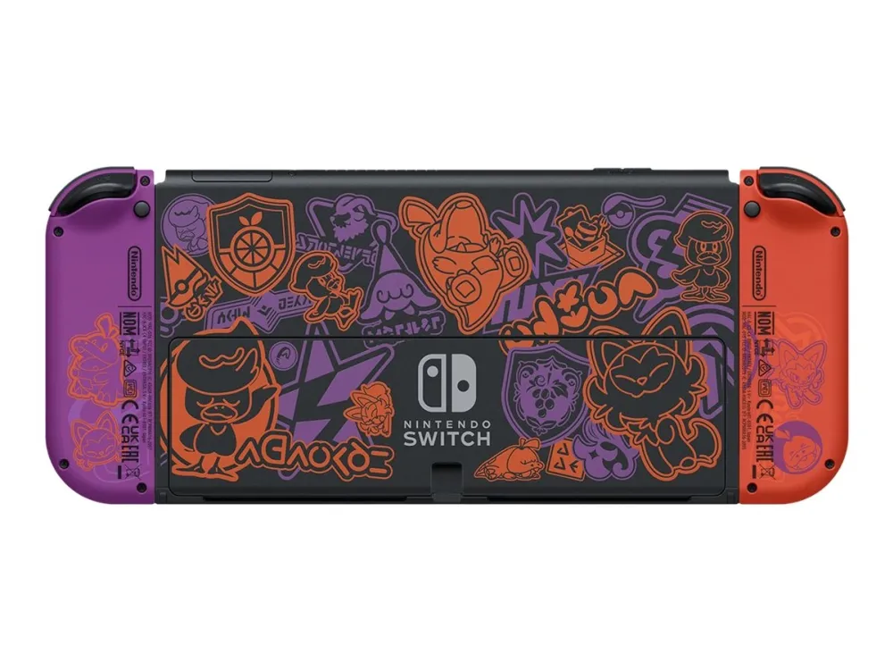 - Nintendo oransje OLED Switch Scarlet - svart, Violet & Edition Pokémon - - hvit, Spillkonsoll purpur, Full HD