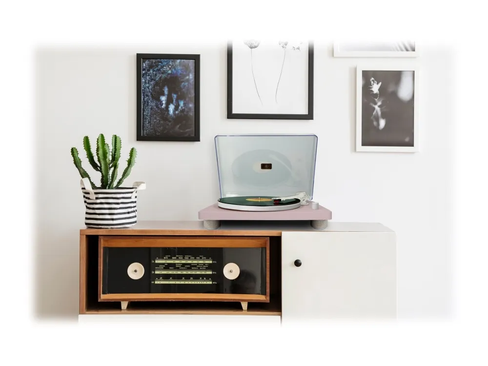 Lenco LS-50PK, Audio-Plattenspieler mit Riemenantrieb, Manuell, Pink,  Kunststoff, Holz, Kunststoff, 33,45,78 RPM