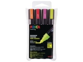 Paintmarker Uni-Ball Posca Pc-5M, Fluoreszierende Farben, 4 Stück.