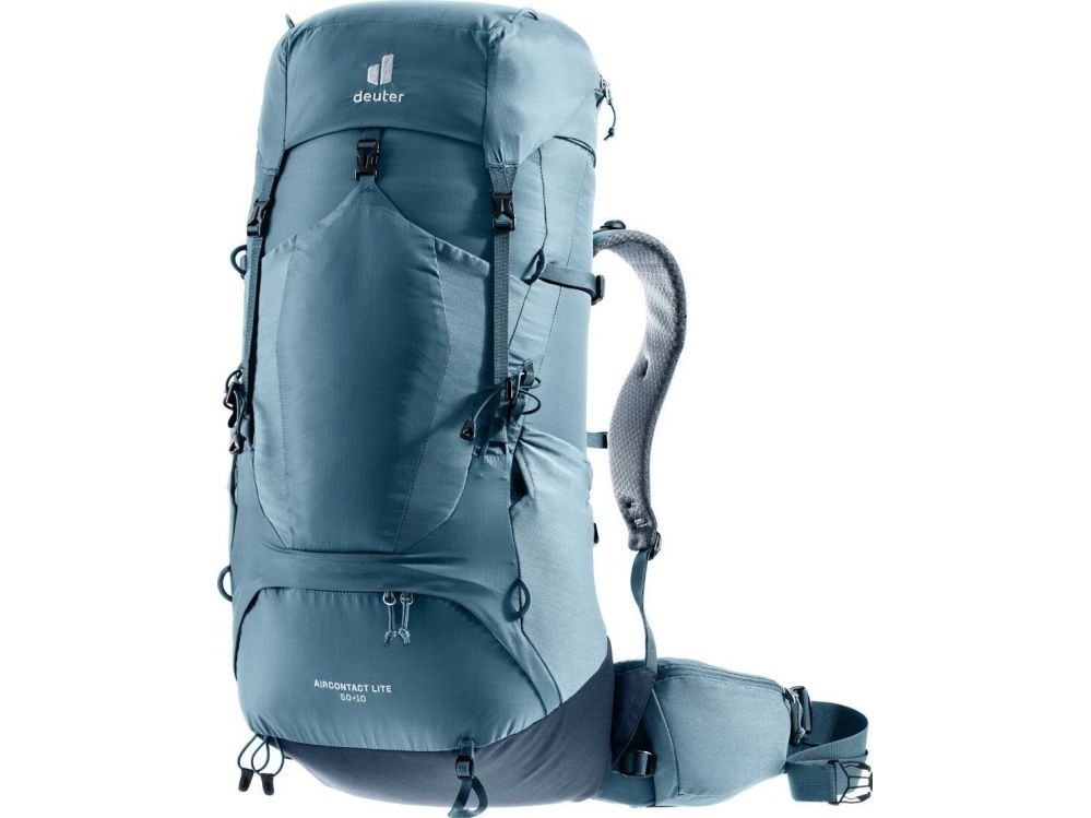 Deuter Aircontact Lite 50 + 10, Interner Rahmen, Oben, Wandern, Blau, Unisex, Polyamid, Polyester