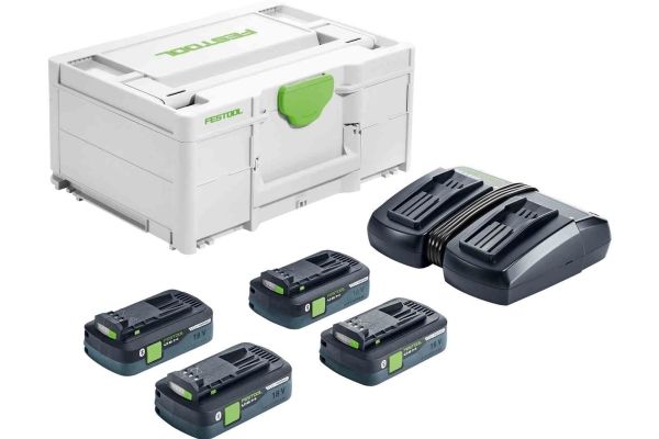 Festool Energy Set Sys 18V 4X4,0/Tcl 6 Duo, Batterie- & Ladegerät-Set, Li-Highpower, 4 Ah, 18 V, Festool, Schwarz, Grün, Weiß