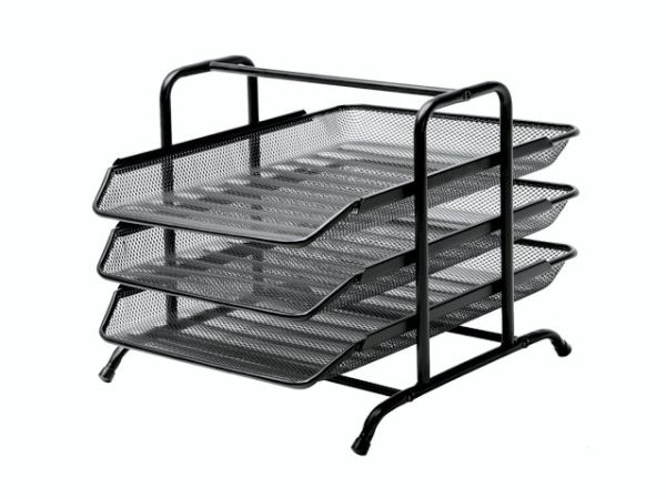 Stickn Briefablagen-Set Aus Metall-Draht Mesh Mit 3 Ablagen Schwarz