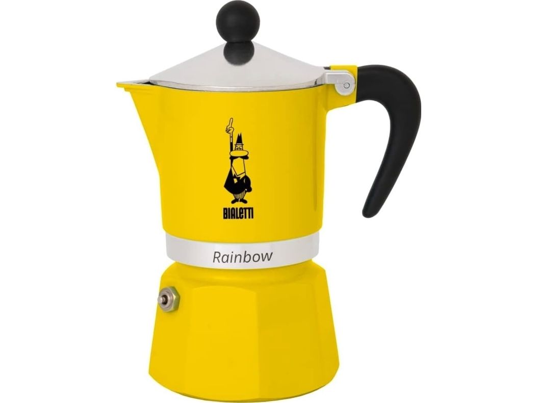 Bialetti Rainbow, Moka Pot, Black, Yellow, Aluminium, 6 Cups, Thermoplastic, 1 Pc(S)