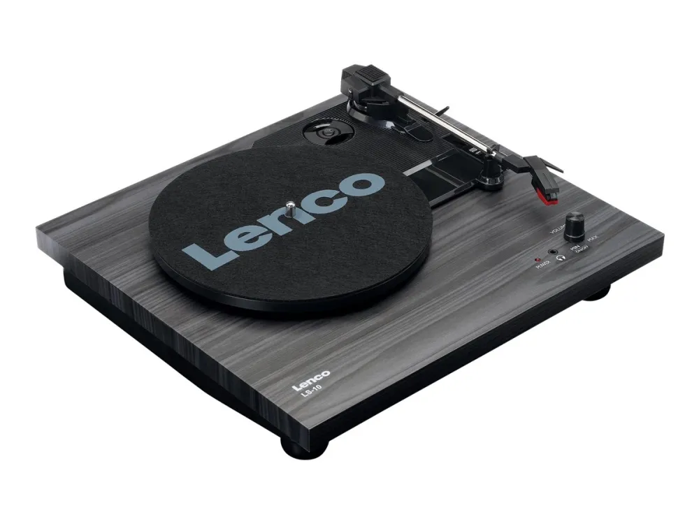 Lenco LS-10, Audio-Plattenspieler mit Riemenantrieb, Halbautomatisch,  Schwarz, MDF-Platten, 33,45 RPM, DC-Motor