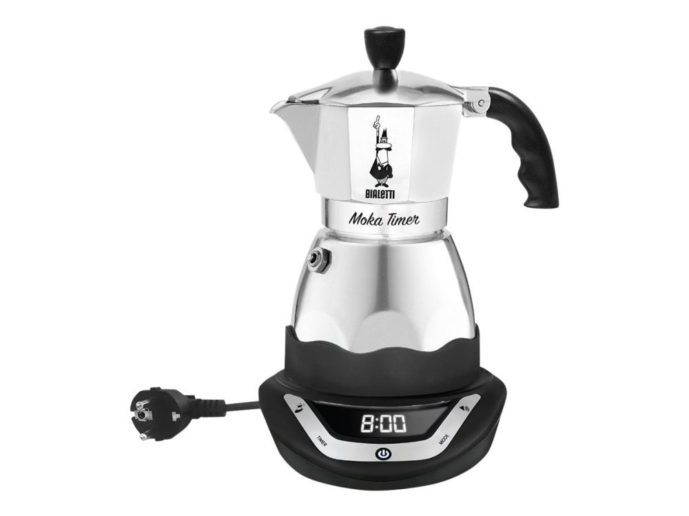 Bialetti Easy Timer 6, Elektrische Espressokanne, 0,5 L, Gemahlener Kaffee, Edelstahl