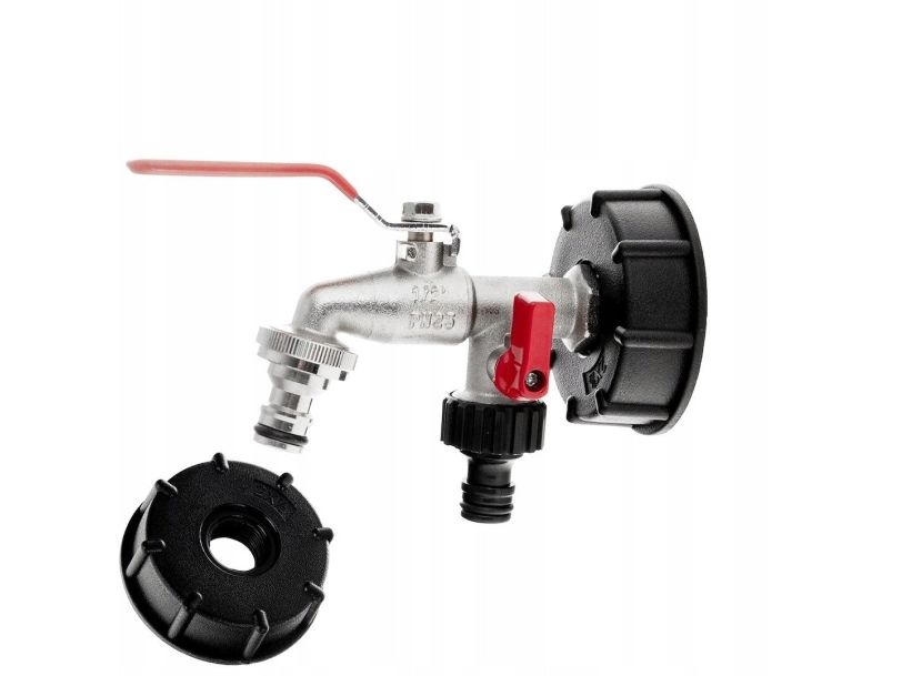 IBC-koppling S60x6 + kran 1/2" dubbel med uttag för GZ 3/4" + två snabbkopplingsnipplar – mauser (30)