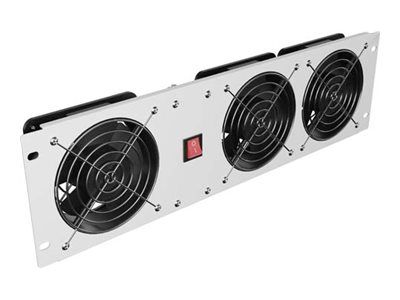 Lanberg - Rackviftepanel (vertikal) - with three fans - AC 230 V - RAL7035, grå - 3U - 19"